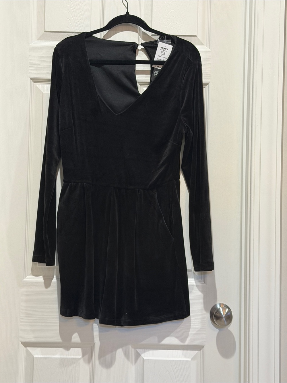 As U Wish Black Velvet Long-Sleeve Mini Romper